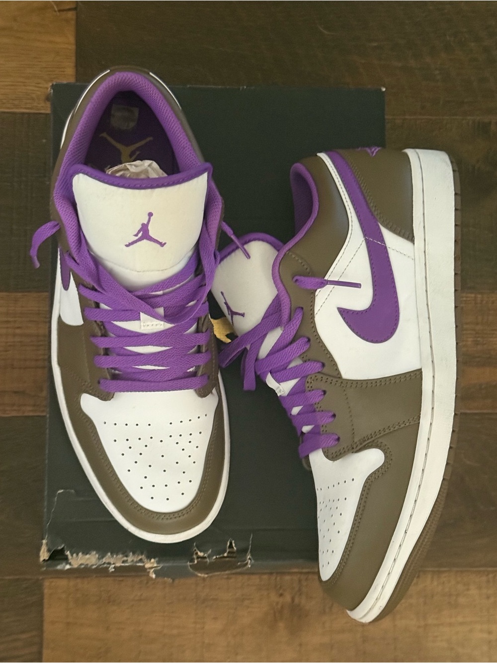 Mens Nike Air Jordan Low Top Sneakers - White & Purple - Picture 2 of 7